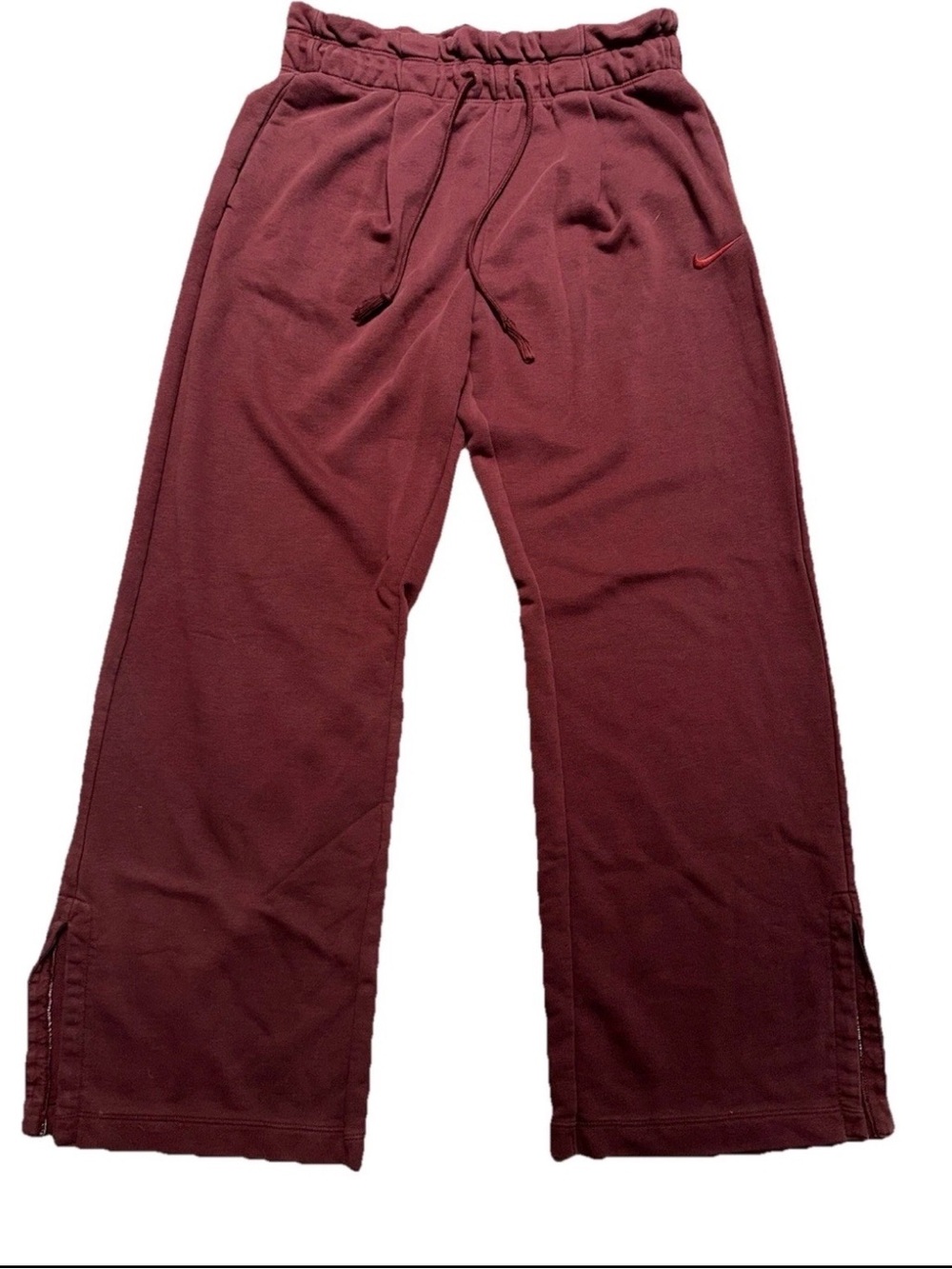 Nike Women’s Sweat Pants Singed Waste Flared Leg Burgundy Size Large